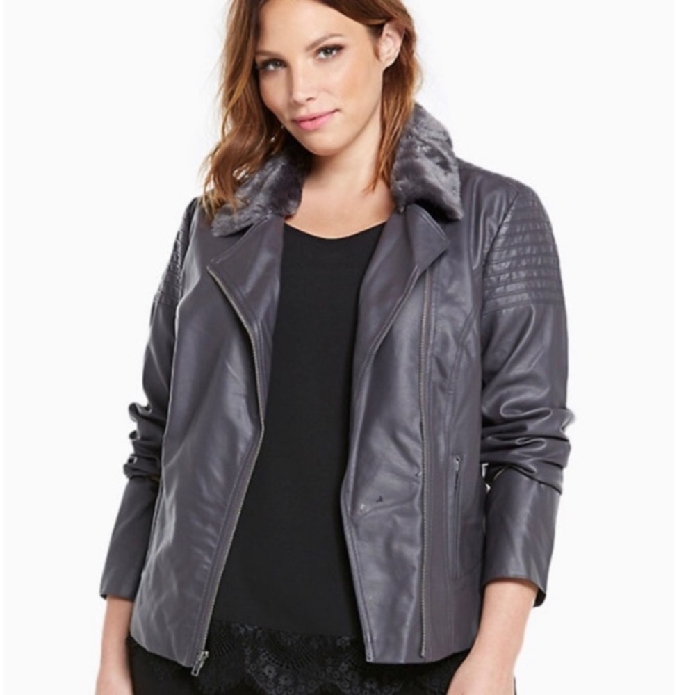 Torrid Faux Leather Jacket with Faux Fur Collar NWT Size 3x